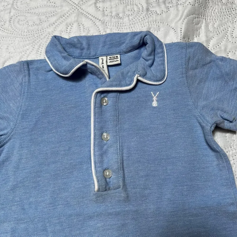 Janie and Jack Baby Bunny Pique Polo Romper Size 12-18 months